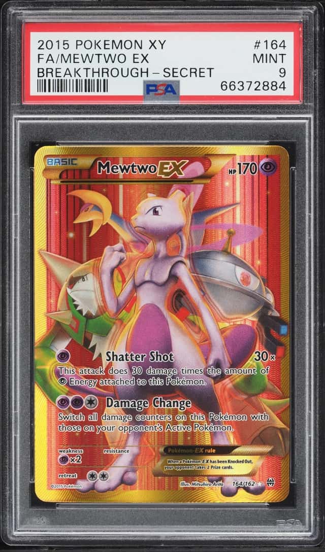 2015 Pokemon XY BREAKthrough SEC Mewtwo EX #164 PSA 9 MINT