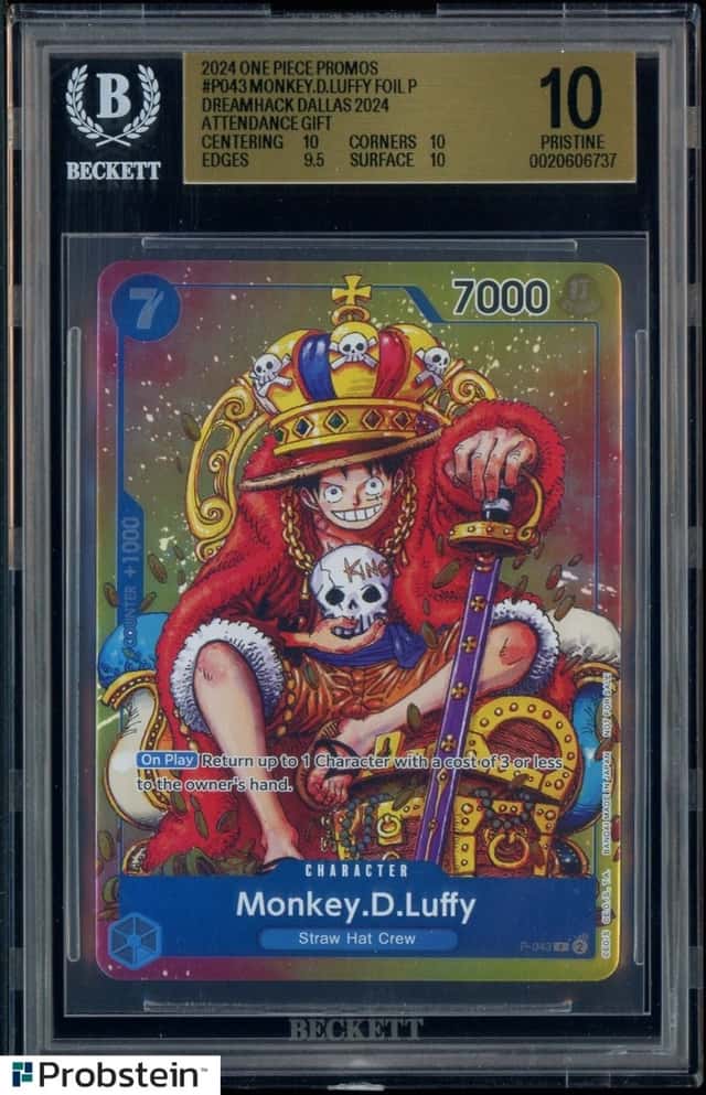 2024 One Piece EN P-043 Monkey D Luffy Convention Exclusive Foil BGS 10 PRISTINE