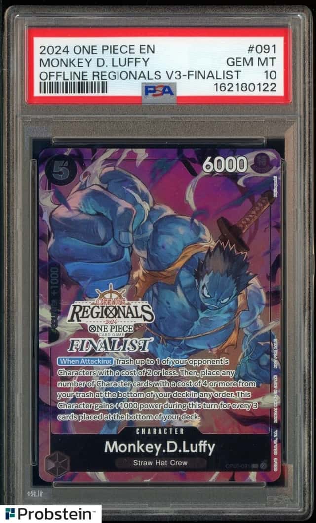 2024 One Piece EN Offline Regionals V3 Finalist #091 Monkey D. Luffy PSA 10