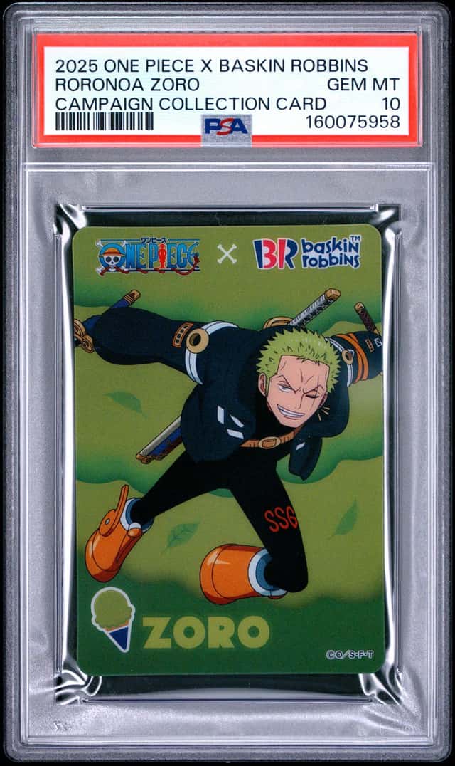 2025 ONE PIECE X BASKIN ROBBINS RORONOA ZORO PSA 10