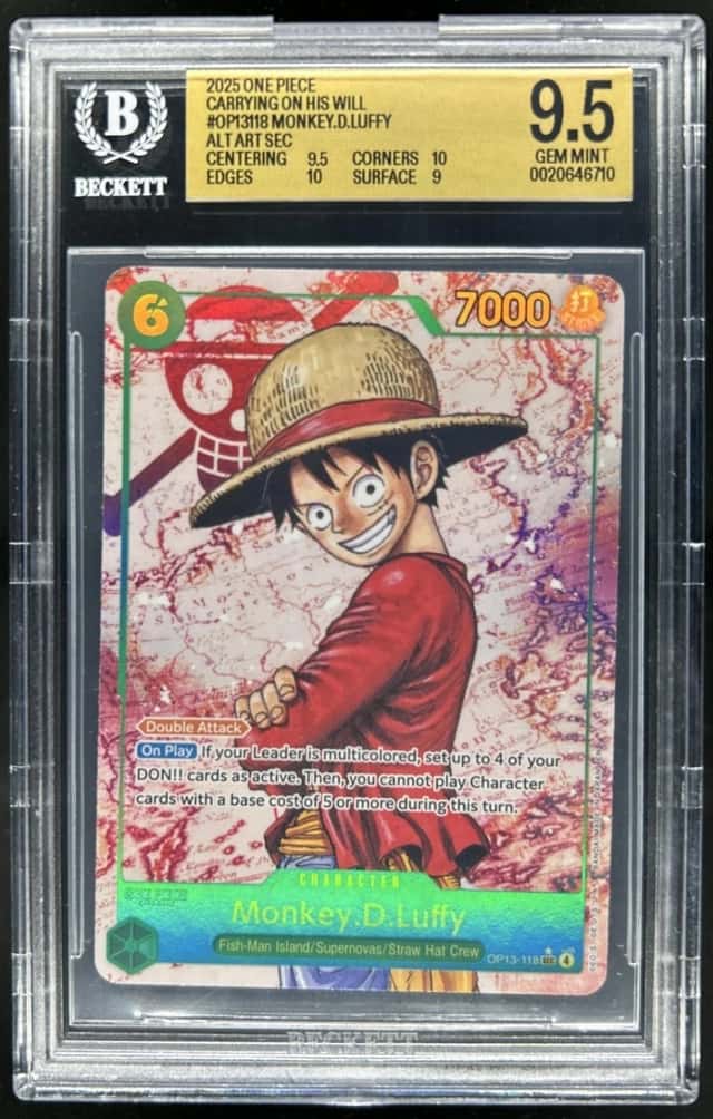2025 One Piece Monkey D. Luffy Red Manga Art SSP #OP13-118 BGS 9.5 GEM MINT
