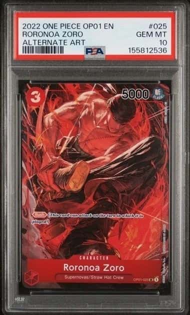 ONE PIECE RORONOA ZORO 2022 ROMANCE DAWN #025 ALTERNATE ART PSA 10