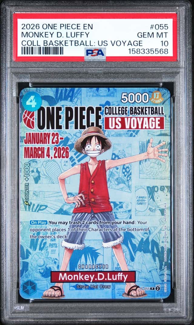 2026 ONE PIECE COLLEGE BASKETBALL: US VOYAGE PROMOS #055 MONKEY D. LUFFY PSA 10