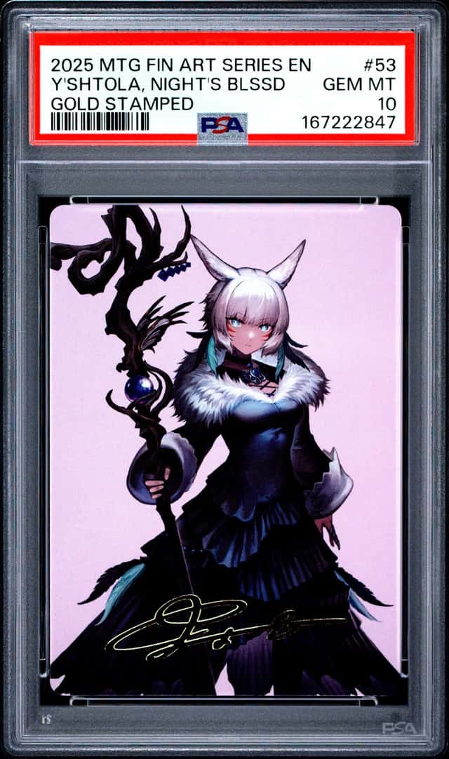 2025 MTG FINAL FANTASY ART SERIES GOLD STAMPED Y'SHTOLA, NIGHT'S BLESSED PSA 10