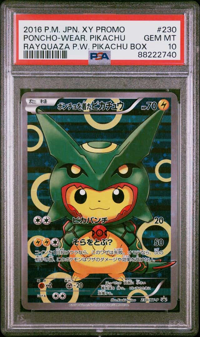 2016 Pokemon Japanese XY Promo Rayquaza #230 Poncho Wearing Pikachu PSA 10