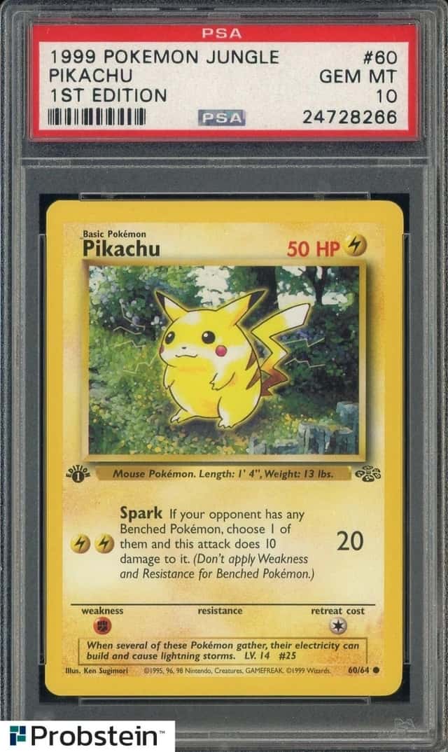 Pokemon 1999 Pikachu 60/64 1st Edition Jungle GEM MINT PSA 10