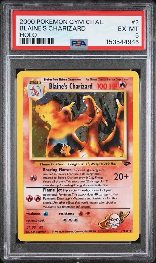 2000 POKEMON GYM CHALLENGE HOLO #2 BLAINE'S CHARIZARD PSA 6