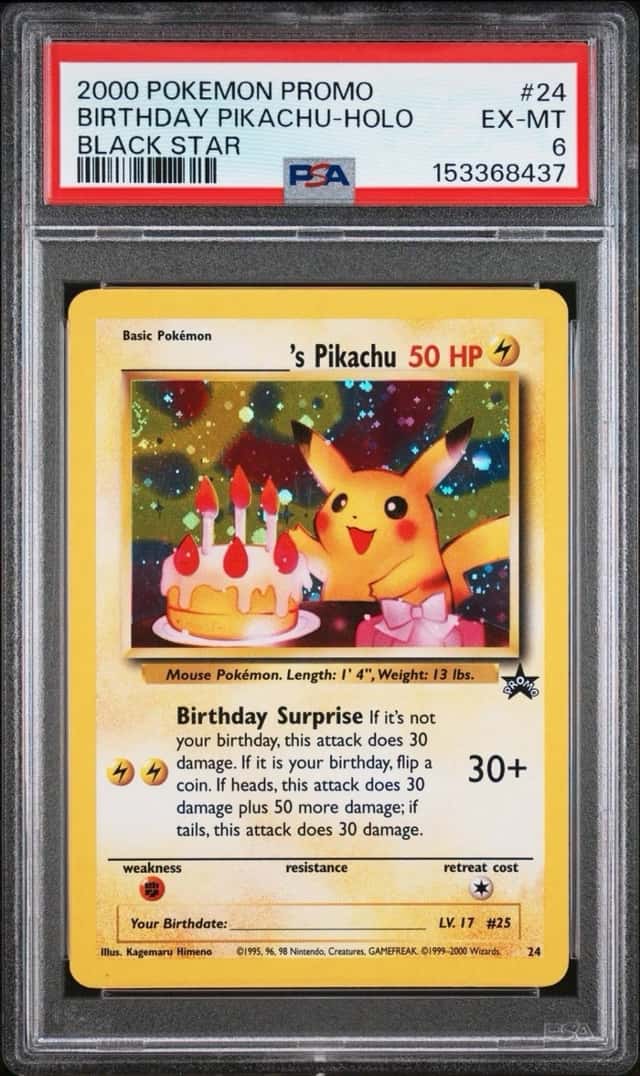 2000 POKEMON PROMO BLACK STAR #24 BIRTHDAY PIKACHU-HOLO PSA 6