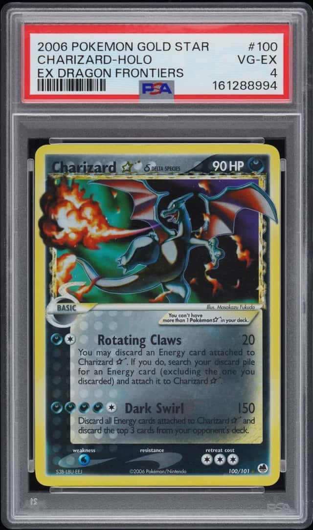 2006 POKEMON EX DRAGON FRONTIERS GOLD STAR #100 CHARIZARD-HOLO PSA 4