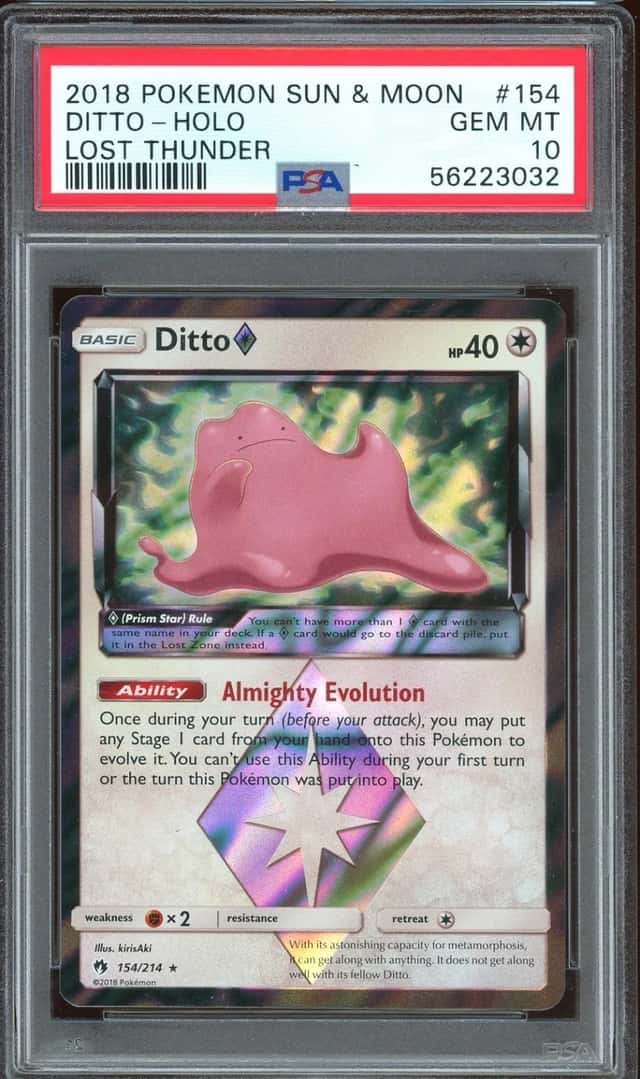 2018 Pokemon Sun & Moon Lost Thunder #154 Ditto Prism Star Holo Low Pop PSA 10