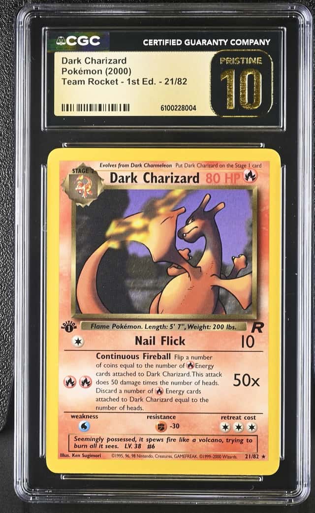 2000 Pokemon TCG Team Rocket 1st Edition #21 Dark Charizard Rare CGC 10 PRISTINE