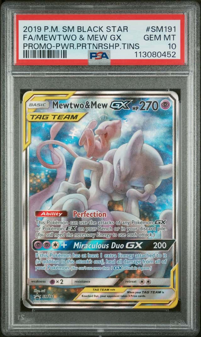Pokemon Mewtwo & Mew Gx Sm Black Star Promo SM191 Power Partnership Tins PSA 10