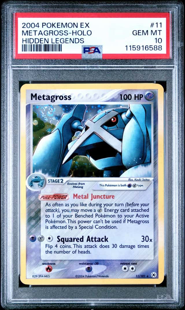 2004 POKEMON EX HIDDEN LEGENDS #11 METAGROSS-HOLO PSA 10