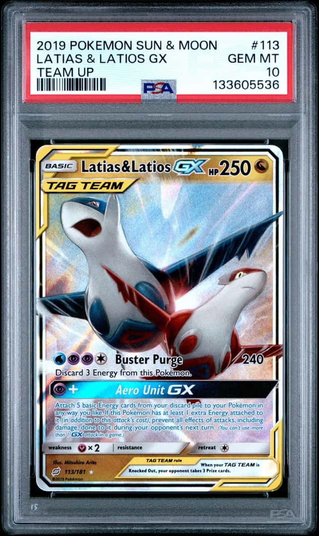 2019 Pokemon Sun & Moon Team Up #113 Latias & Latios GX PSA 10 GEM MINT