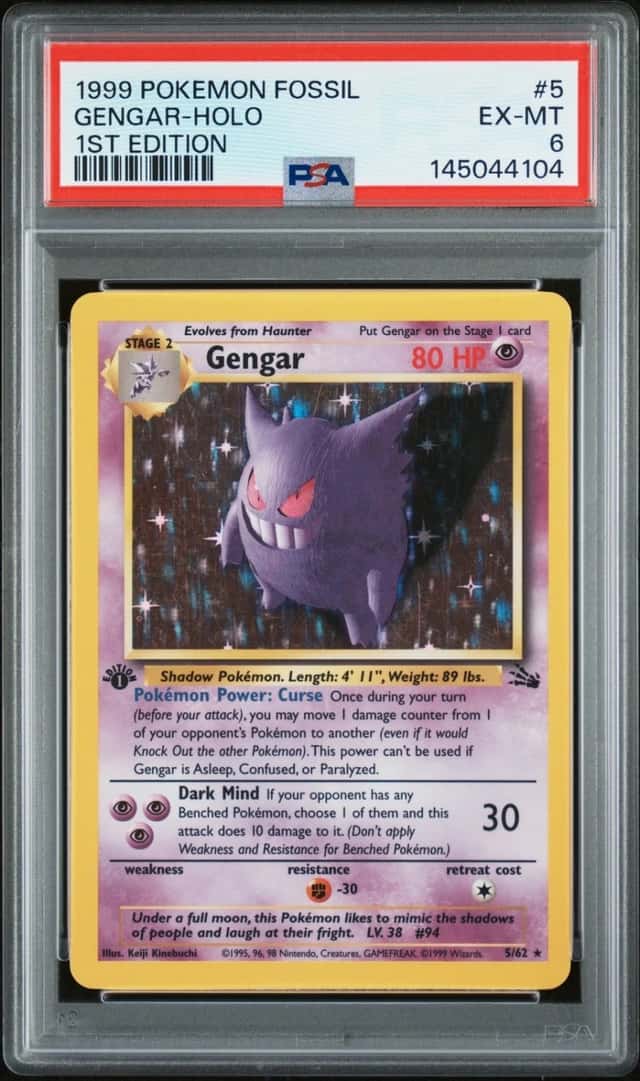 1999 POKEMON FOSSIL 1ST EDITION #5 GENGAR-HOLO PSA 6