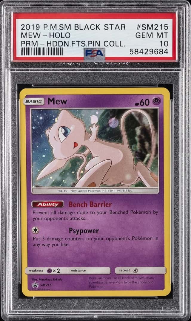 2019 POKEMON SM BLACK STAR PROMO HIDDEN FATES PIN COLLECTION MEW-HOLO PSA 10
