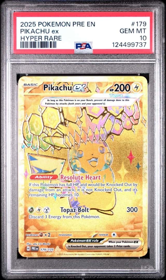 2025 POKEMON PRE EN-PRISMATIC EVOLUTIONS HYPER RARE #179 PIKACHU EX PSA 10