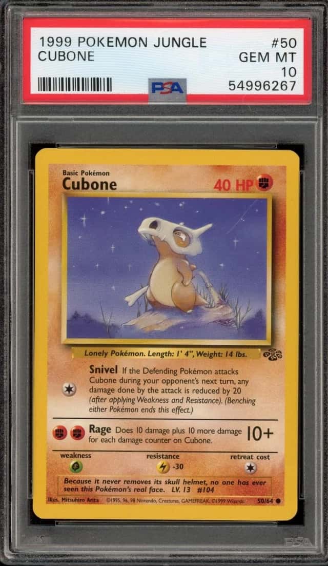 Pokemon Cubone Jungle Unlimited 50/64 PSA 10 Gem Mint
