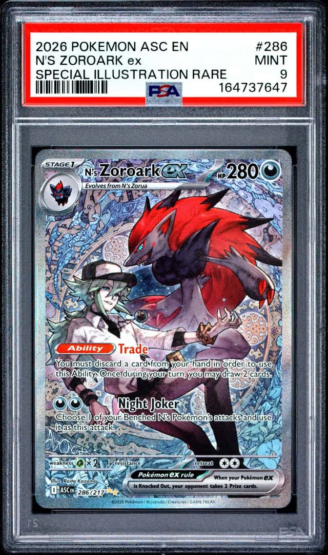 Pokemon 2026 Me: Ascended Heroes N's Zoroark ex 286/217 SIR Holo PSA 9