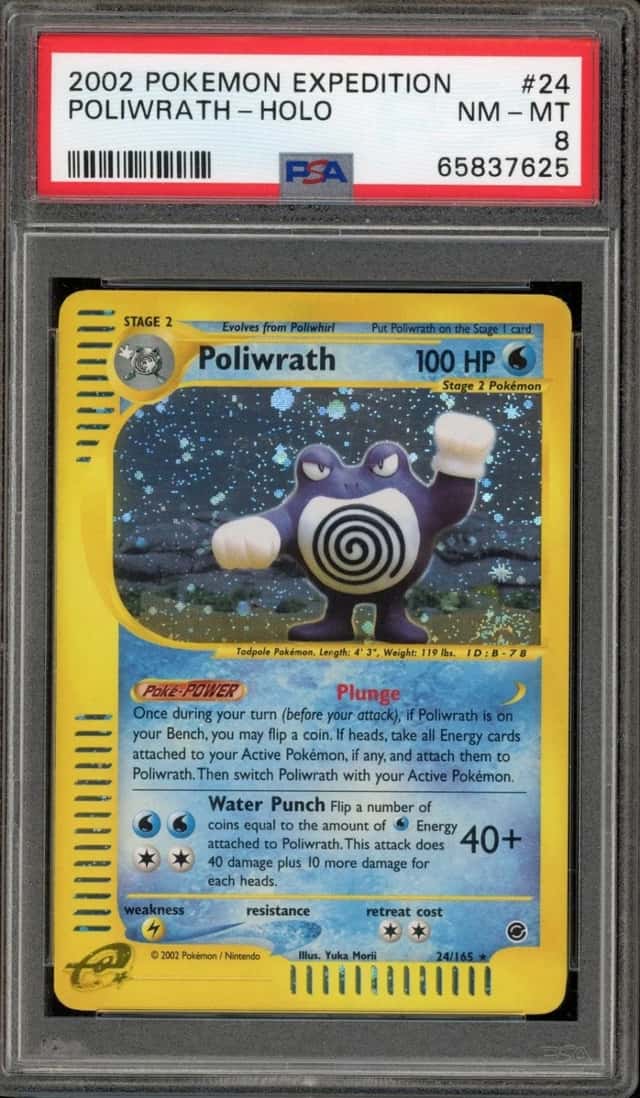 Pokemon Poliwrath Holo Expedition 24/165 PSA 8
