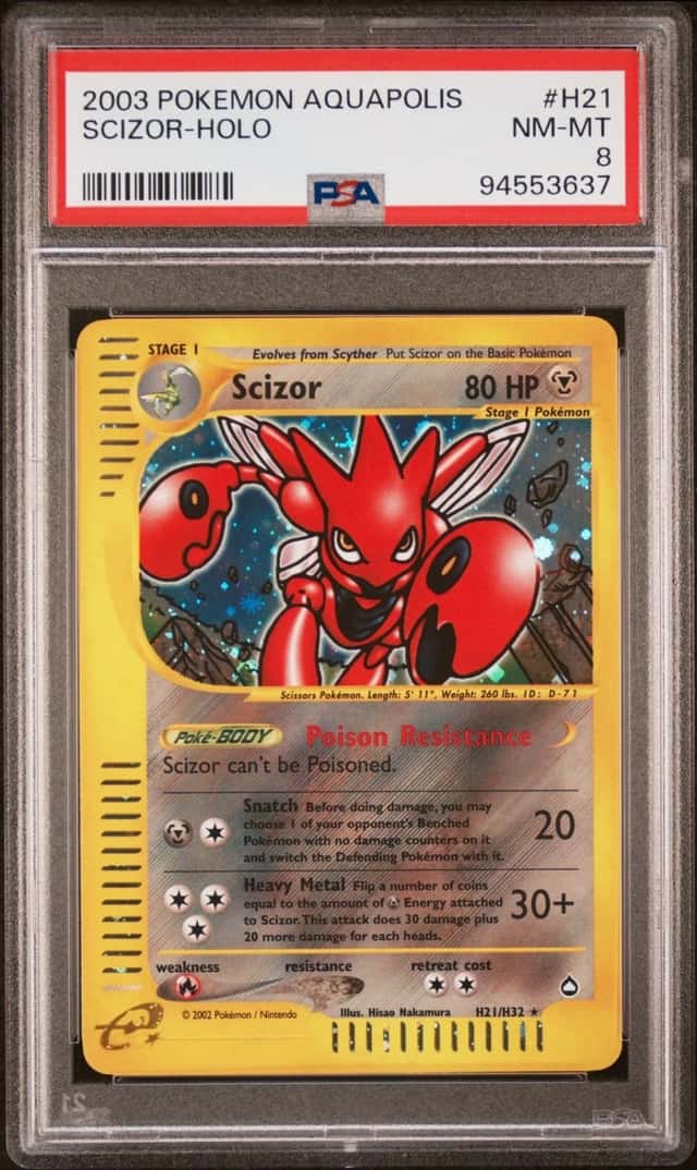 Pokemon Scizor Holo Aquapolis H21 PSA 8