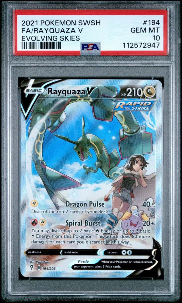 Pokemon Rayquaza V Evolving Skies Full Alt Art 194/203 PSA 10 Gem Mint