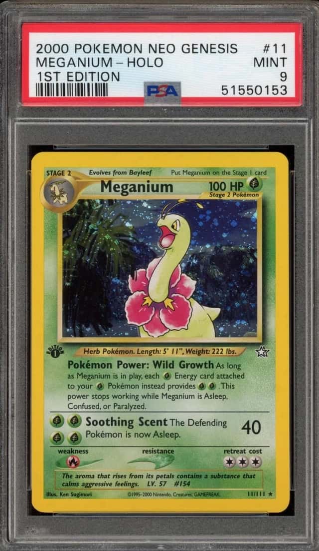 Pokemon Meganium Holo Neo Genesis 1st Edition 11/111 PSA 9 Mint