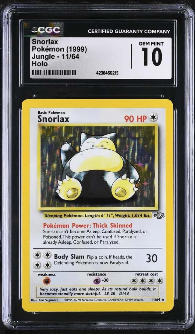 Pokemon Snorlax Jungle Unlimited 11/64 Holo CGC 10 Gem Mint