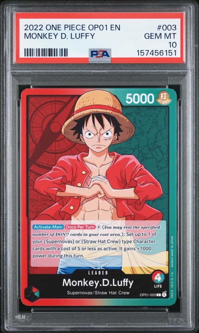 One Piece Monkey D. Luffy Romance Dawn OP01-003 PSA 10 Gem Mint