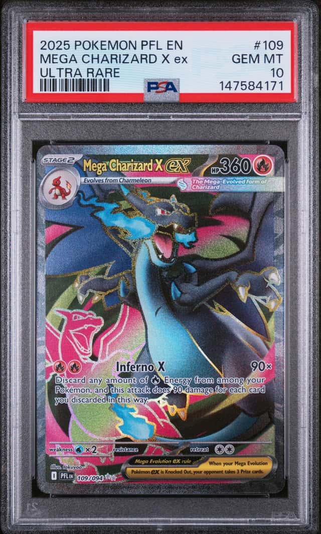 2025 POKEMON PFL EN-PHANTASMAL FLAMES ULTRA RARE #109 MEGA CHARIZARD X EX PSA 10