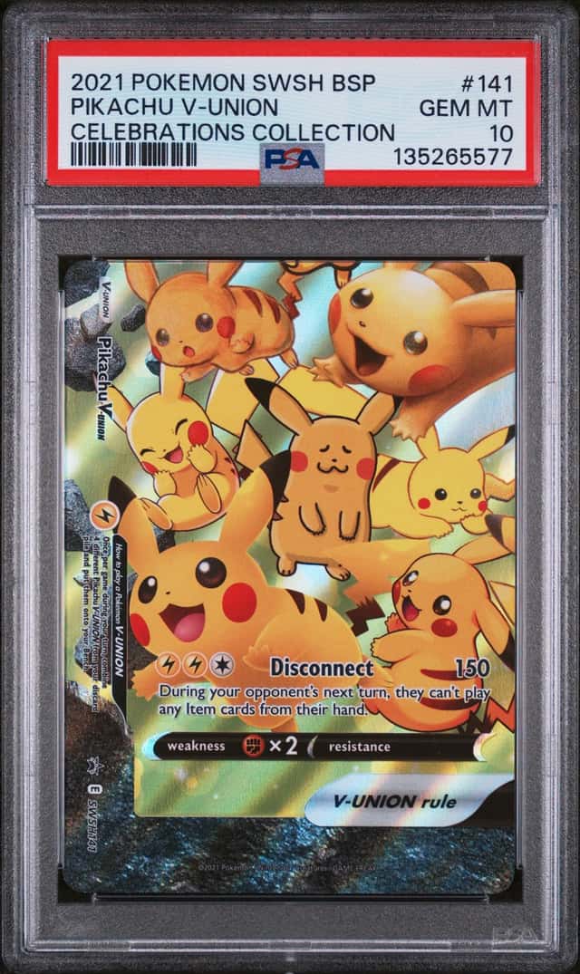 2021 POKEMON SWSH BLACK STAR PROMO #141 PIKACHU V-UNION PSA 10