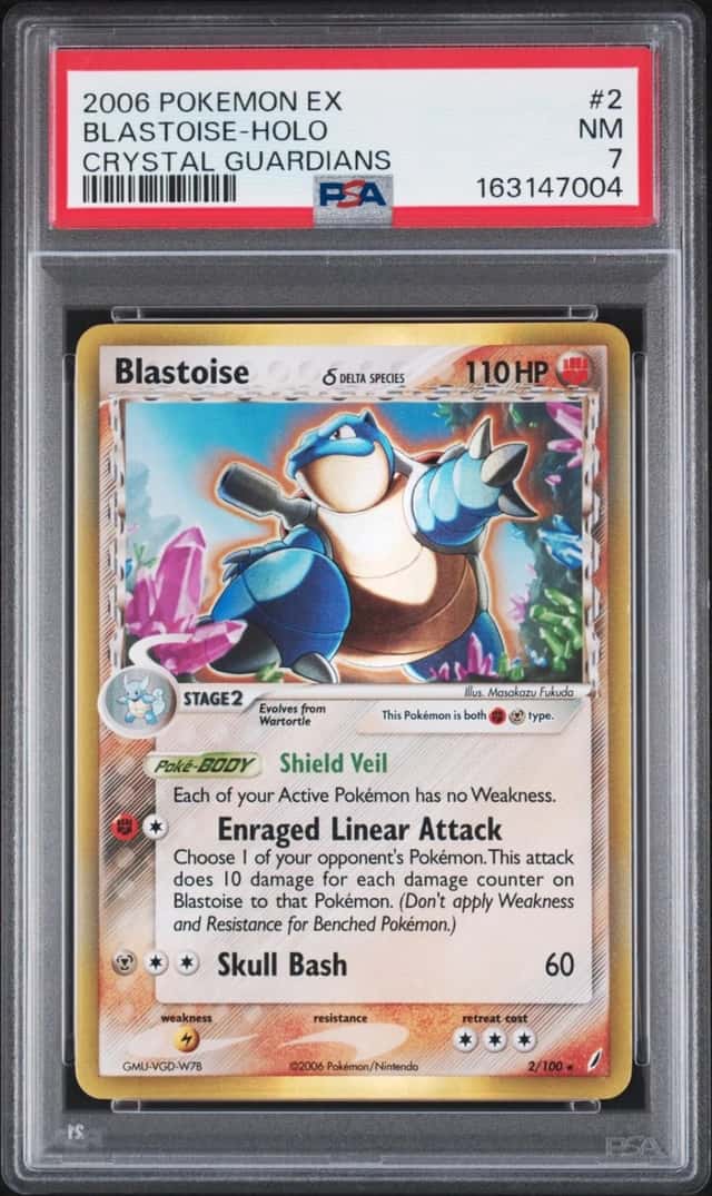 2006 POKEMON EX CRYSTAL GUARDIANS #2 BLASTOISE-HOLO PSA 7