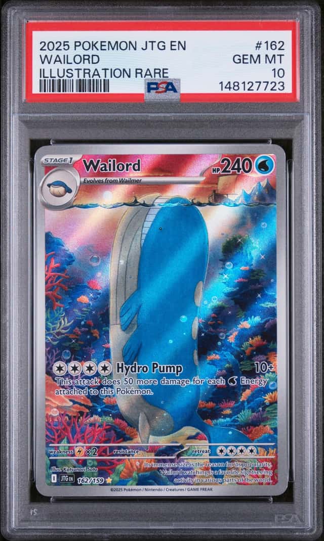2025 POKEMON JOURNEY TOGETHER #162/159 WAILORD ILLUSTRATION RARE PSA 10
