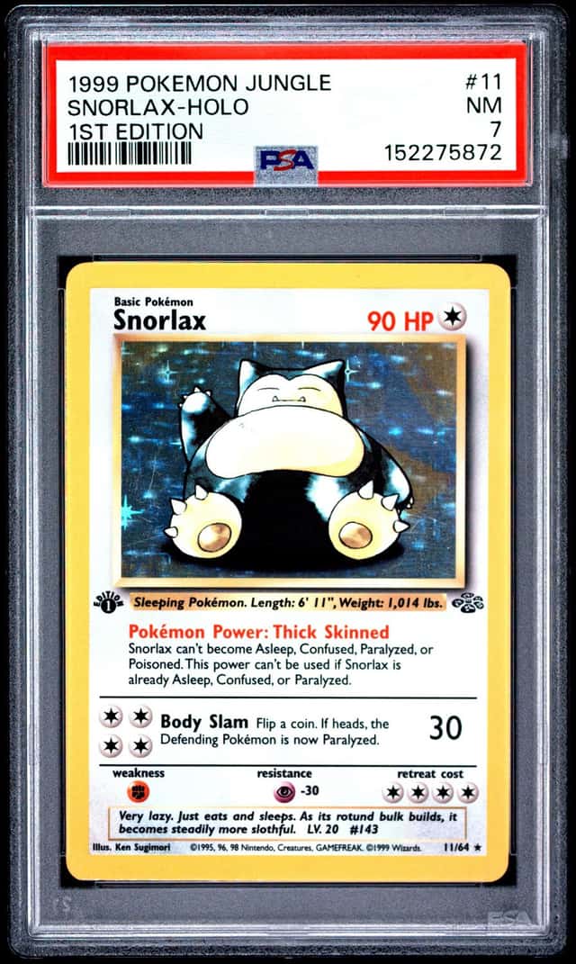 1999 SNORLAX Pokemon Card #11 11/64 Jungle 1st Edition Holo Rare PSA 7