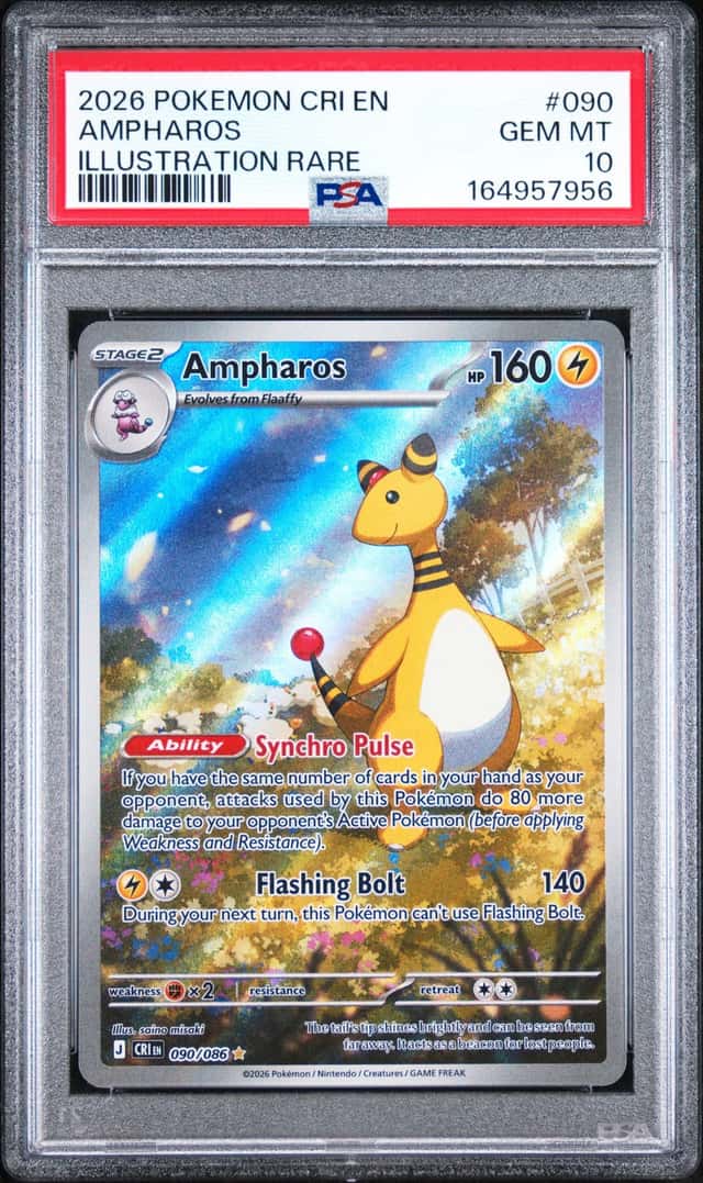 2026 POKEMON CRI EN-CHAOS RISING ILLUSTRATION RARE #090 AMPHAROS PSA 10