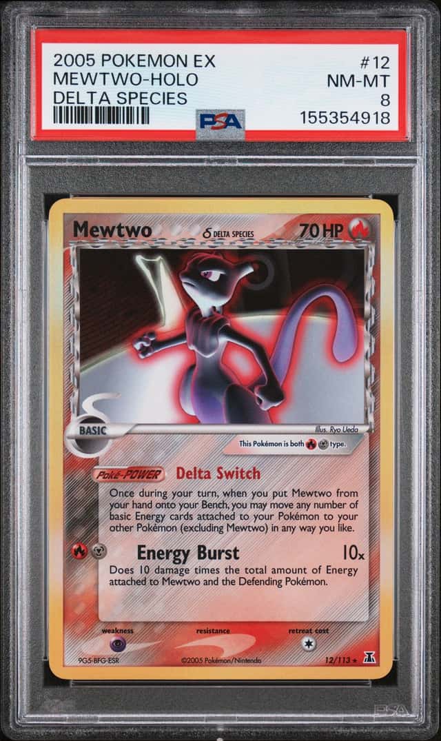 2005 POKEMON EX DELTA SPECIES #12 MEWTWO-HOLO PSA 8