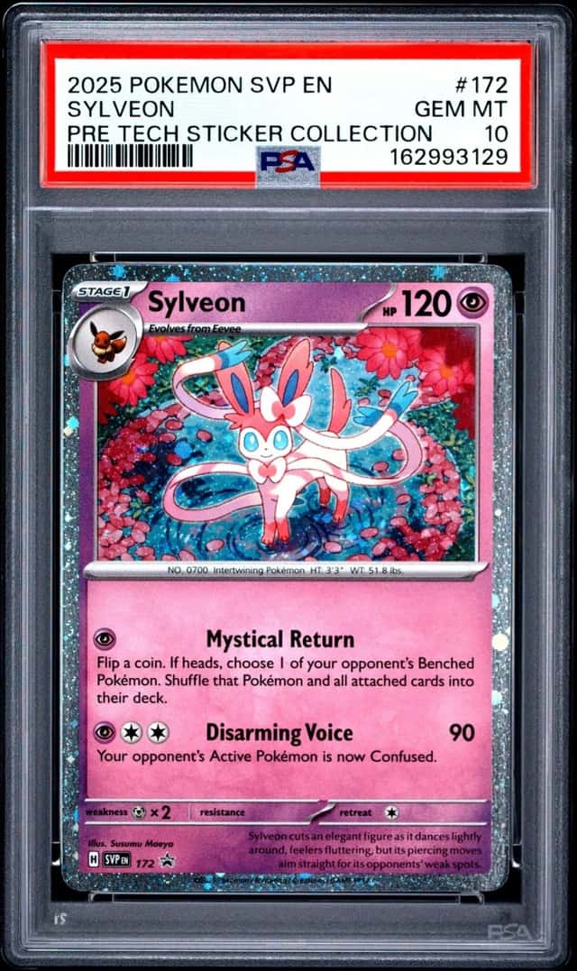2025 POKEMON PRISMATIC EVOLUTIONS TECH STICKER COLLECTION #172 SYLVEON PSA 10