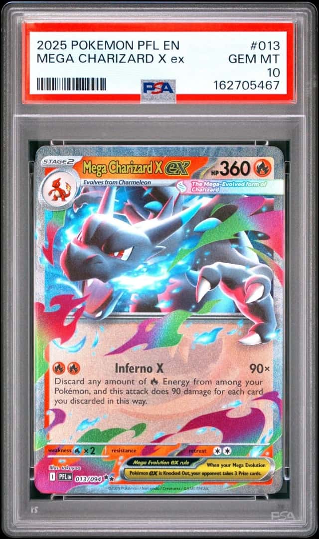 2025 POKEMON PFL EN-PHANTASMAL FLAMES #013 MEGA CHARIZARD X EX PSA 10