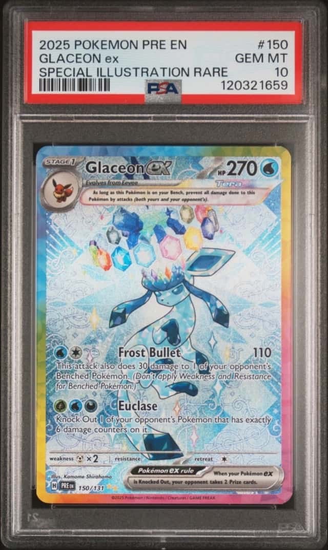 POKEMON GLACEON ex 2025 PRE EN-PRISMATIC EVOLUTIONS #150 SP ILLUS RARE PSA 10 