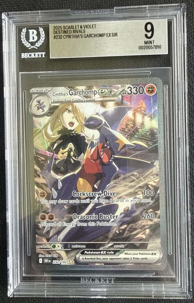 2025 Pokemon Cynthia’s Garchomp ex 232/182 Destined Rivals SIR Beckett BGS 9Mint