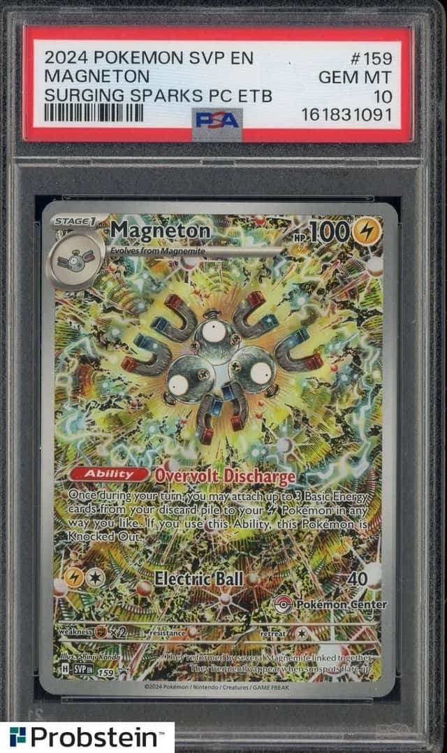 2024 Pokemon SVP EN Surging Sparks Pokemon Center ETB #159 Magneton PSA 10