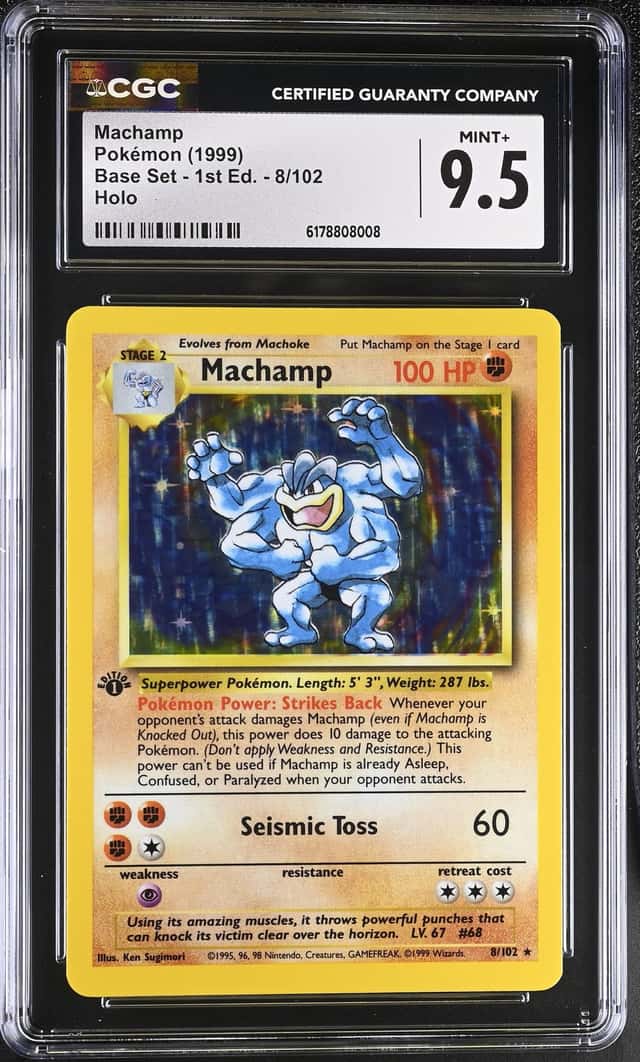 1999 Pokemon Base Set 1st Edition 8/102 Machamp Holo CGC 9.5 MINT+