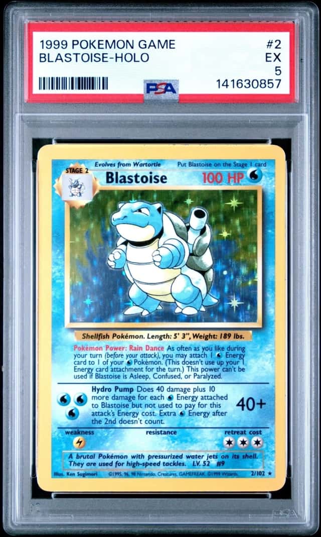 1999 POKEMON BASE SET UNLIMITED #2 BLASTOISE-HOLO PSA 5
