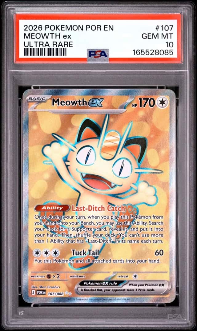 2026 POKEMON POR EN-PERFECT ORDER ULTRA RARE #107 MEOWTH EX PSA 10