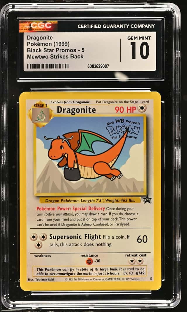 DRAGONITE 1999 POKEMON BLACK STAR PROMOS MEWTWO STRIKES BACK #5 CGC 10 Q7285