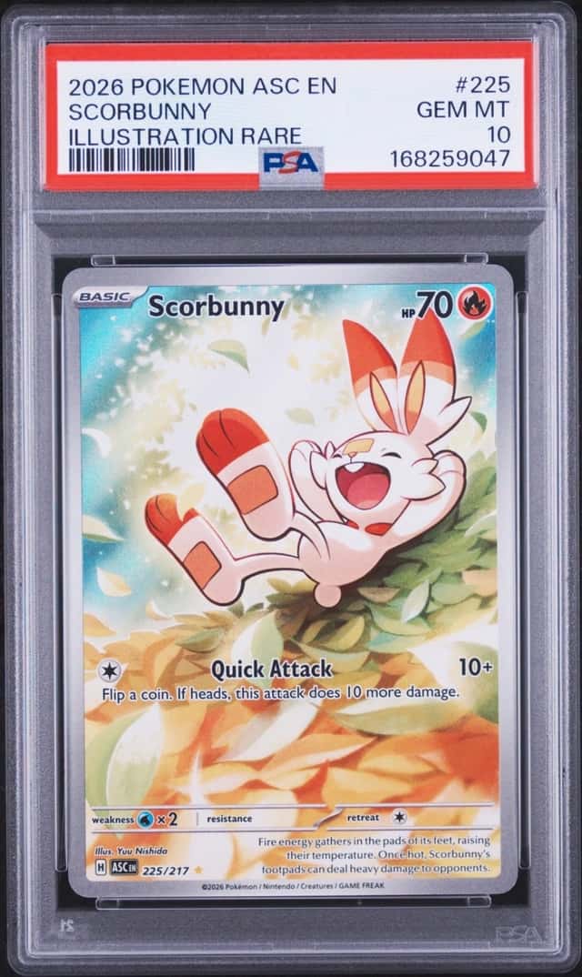 2026 POKEMON ASC EN-ASCENDED HEROES ILLUSTRATION RARE #225 SCORBUNNY PSA 10