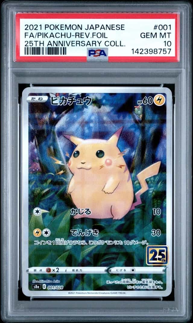 2021 POKEMON JAPANESE 25TH ANNIVERSARY COLLECTION FA/PIKACHU-REVERSE FOIL PSA 10
