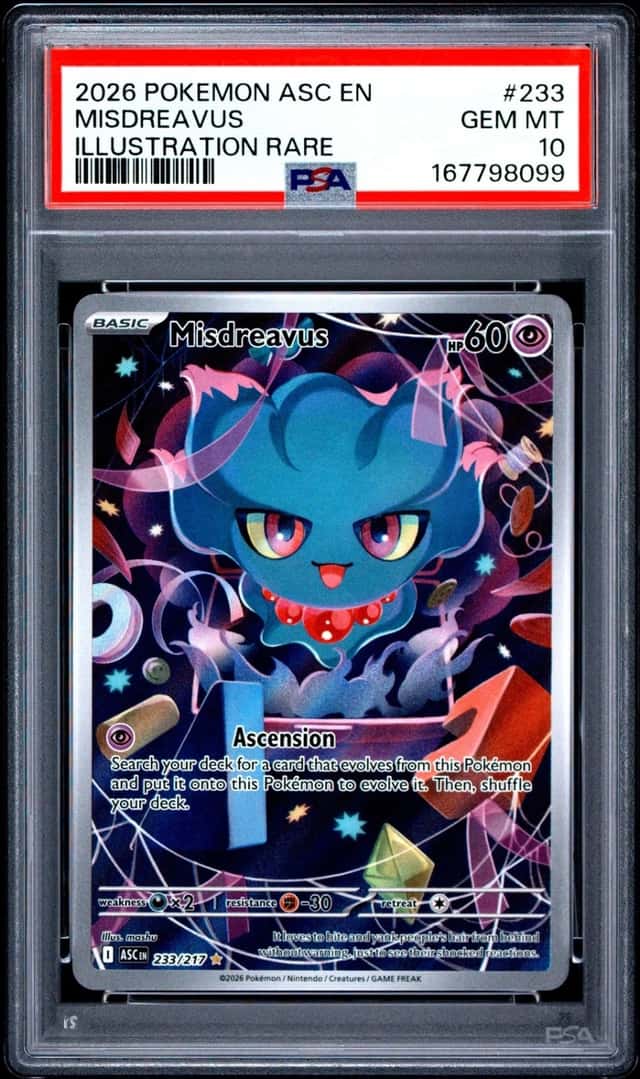 2026 POKEMON ASC EN-ASCENDED HEROES ILLUSTRATION RARE #233 MISDREAVUS PSA 10