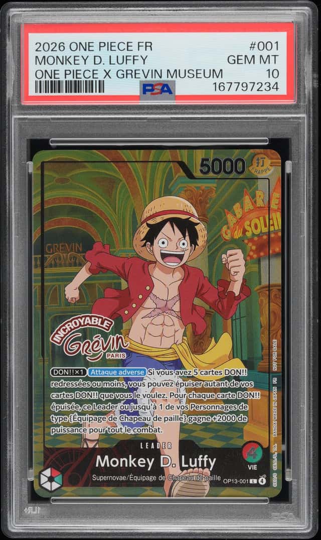One Piece Monkey D Luffy OP13-001 X Museum Grevin Promo Paris Exclusive PSA 10