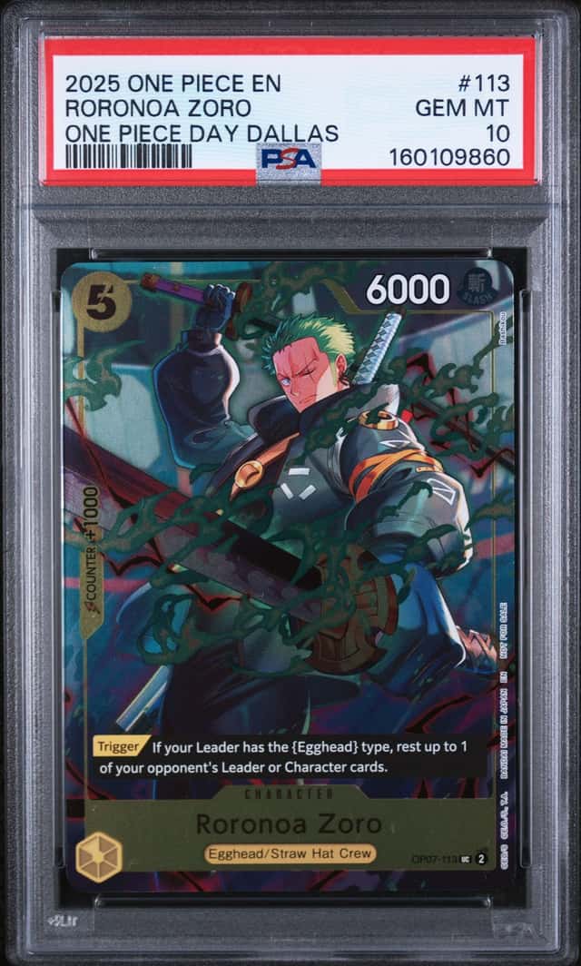 2025 One Piece En One Piece Day Dallas #113 Roronoa Zoro PSA 10 GEM MINT